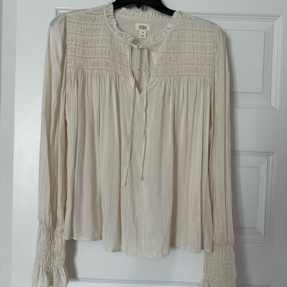 a.n.a Cream Blouse with Textured Design
